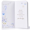 First Holy Communion Greetings Card - Blue Flowers Balloons Gold Foil 8.75x4"