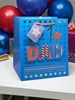 No 1 Dad Large Gift Bag - Blue and Red with Gold Foil and Gift Tag - 13x10.5"