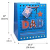 No 1 Dad Large Gift Bag - Blue and Red with Gold Foil and Gift Tag - 13x10.5"
