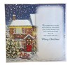 Grandson & Family Christmas Card - Decorated House Xmas Tree in Snow & Foil 9x4