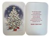 Niece & Partner Christmas Card - Xmas Tree in Snow Red Ribbon & Silver Foil 9x6"