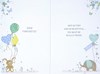 Birth of New Baby Boy Card - Animals with Blue Green Balloons & Foil 7.75x5.25"