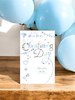 Baby Boy Christening Day Card - Blue Hearts Bunting and Silver Foil 7.75x5.25"