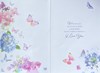 Wife Birthday Card - Pink & Lilac Flowers Butterflies with Gold Foil 7.75x5.25"