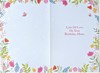Mum Birthday Card - Bear with Bright Flower Border and Glitter 7.5x5.25"