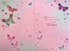 Daughter Birthday Card - Pink Purple Blue Butterflies Balloons & Foil 7.75x5.25"