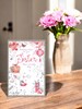Sister Birthday Card - Pink Roses Lantern Butterflies & Foil Border 7.75x5.25"