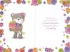 Granddaughter Birthday Card - Bear Holding Bright Flowers & Gold Foil 7.75x5.25"