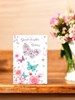 Granddaughter Birthday Card - Butterflies and Flowers with Gold Foil 7.75x5.25"