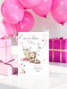 Niece Birthday Card - Bear Gifts & Butterflies with Foil 7.5 x 5.25"