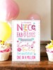 Niece Birthday Card - Pink Blue Orange Text Flowers Spots Pink Foil 7.75x5.25"