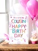 Cousin Birthday Card - Multicoloured Writing Spot Border & Glitter 7.75"x5.25"