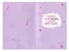 Cousin Birthday Card - Multicoloured Writing Spot Border & Glitter 7.75"x5.25"