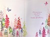 Nan Birthday Card - Pink Lilac Orange Flowers Butterfly Silver Foil  7.75x5.25"