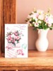 Auntie Birthday Card - Pink White Flowers in Envelope with Glitter 7.75x 5.25"