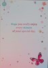 Open Female Birthday Card - Pink and Blue Butterflies and Flowers 7.75x5.25"