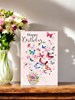 Open Female Birthday Card Multicoloured Butterflies Flower Basket Foil 7.75x5.25