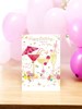 Open Female Birthday Card - Cocktails and Flowers with Gold Foil 7.75x5.25"