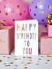Open Female Birthday Card - Pastel Coloured Writing Pink Hearts Foil 7.75x5.25"