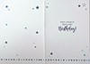 Open Male Birthday Card - Blue and Green Writing with Stars 7.75" x 5.25"