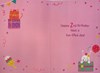 Age 2 Birthday Card - 2nd Birthday Girl Animals & Cupcake Silver Foil 7.75x5.25"