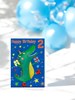 Age 2 Boy Birthday Card - 2nd Birthday Crocodile in Party Hat 7.75x5.25"