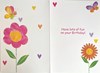 Age 3 3rd Birthday Card - Bright Flowers Butterflies Hearts and Foil 7.75x5.25"