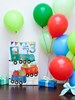 Age 3 Boy Birthday Card - 3rd Birthday Green Train Blue Red Carriages 7.75x5.25"