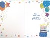 Age 6 Boy Birthday Card - 6th Birthday Blue Cake with Candles Balloons 7.75x5.25
