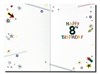 Age 8 Boy Birthday Card - 8th Birthday Coloured Writing Silver Foil 7.75x5.25"