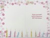 Age 10 Girl Birthday Card - 10th Birthday Pink & Candles Silver Foil 7.75x5.25"