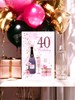40th Birthday Card - Age 40 Pink with Champagne and Gold Foil 7.75x5.25"
