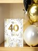 Age 40 Birthday Card - 40th Gold Foil Number Stars and Confetti 7.75x5.25"