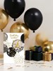 50th Birthday Card - Age 50 Black & Grey Balloons with Gold Foil 7.75x5.25