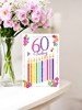 Age 60th Female Birthday Card 60 Today Multicoloured Candles Glitter 7.75x5.25”