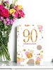 Age 90 Female Birthday Card - 90th Gold Foil Number Pink Brown Spots 7.75x5.25"