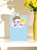 Thank You Greetings Card - Blue with Bright Rainbow and Sunshine 7.5x5.25"