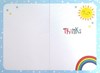 Thank You Greetings Card - Blue with Bright Rainbow and Sunshine 7.5x5.25"
