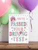 Passed Your Driving Test Greetings Card - Pink Car Silver Foil Stars 7.5"x5.25"