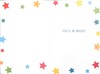 Sorry You're Leaving Greetings Card - Multicoloured Stars Silver Foil 7.75x5.25"