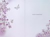 With Sympathy Card - Lilac Flowers Grey Butterflies and Silver Foil 7.75x5.25"