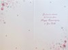 Open Wedding Anniversary Card - Pink Heart, Birds Roses & Silver Foil 7.75x5.25"