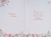 Wedding Anniversary Card - Pink Heart Flowers Butterflies Silver Foil 7.75x5.25"