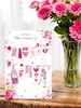 Open Wedding Anniversary Card - Love Bunting Pink Roses Silver Foil 7.75x5.25"