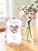 Wedding Anniversary Card - Silver Foil Heart Pink Butterflies Flowers 7.75x5.25"