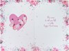 Wedding Anniversary Card - Silver Foil Heart Pink Butterflies Flowers 7.75x5.25"