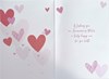 Open Wedding Anniversary Card - Pink Hearts with Silver Foil 7.75x5.25"