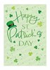 Happy St Patrick's Day Card - Green Hat and Clovers with Green Foil 7.5x5.25"