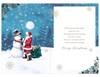 Open Happy Christmas Card - Santa & Snowman 3d Banner & Gold Foil 7.75x5.25"