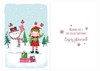 Special Little Girl Christmas Card - Snowman Elf and Robins Pink Foil 7.5x5.25"